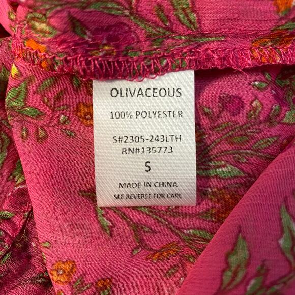 Olivaceous Floral‎ Button-Up Womens Size S Pink Boho Colorful - Picture 6 of 7